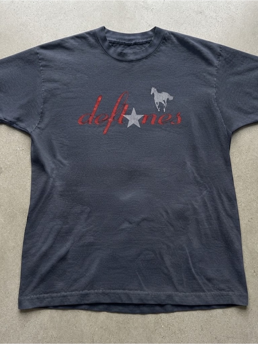 White Horse Star Logo Graphic Print Navy Blue Cotton Gildan T-Shirt